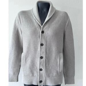 Banana Republic Shawl Neck Cardigan Mens M Gray Supima Cotton Sustainable Preppy